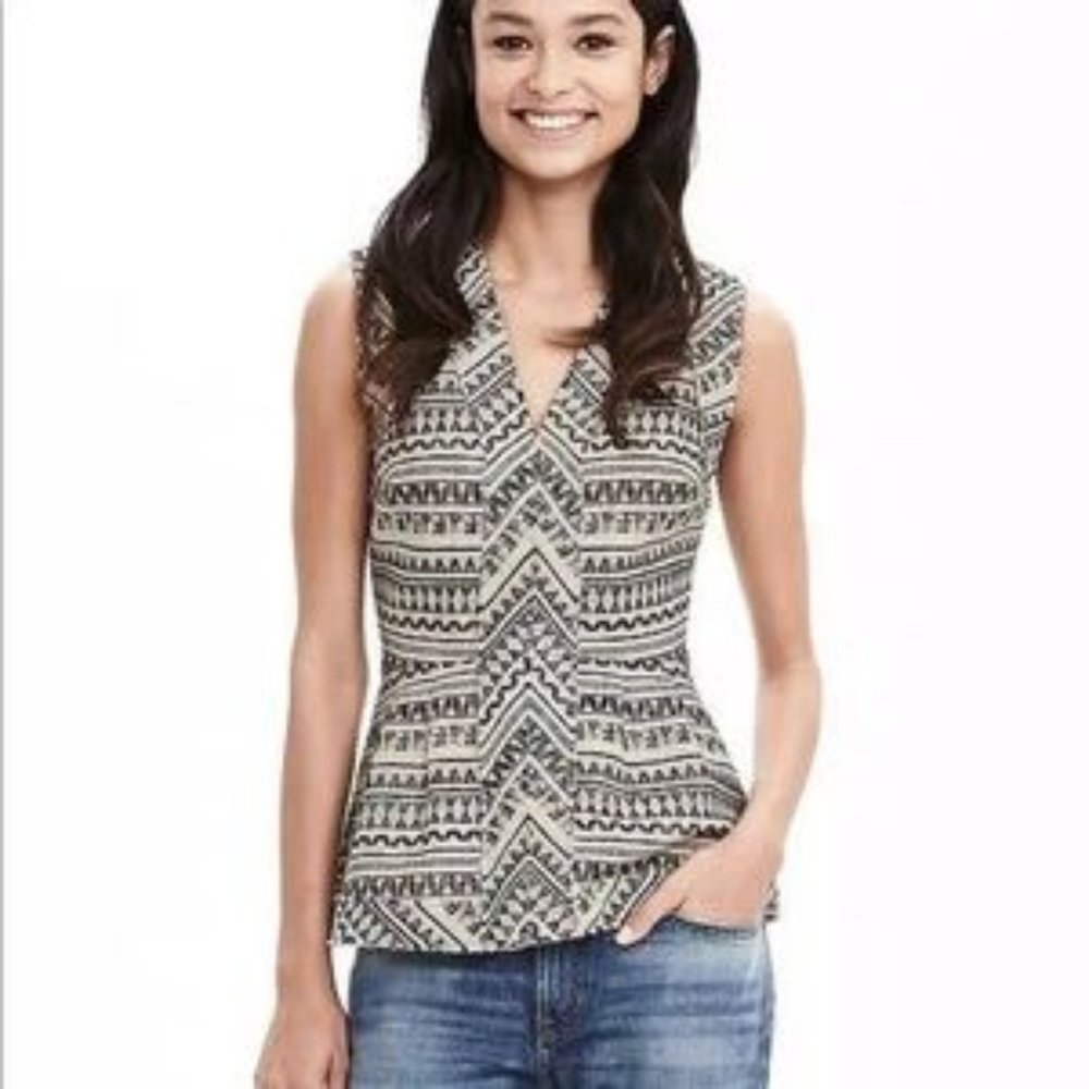 Banana Republic Ikat Jacquard Peplum Top - Size 0